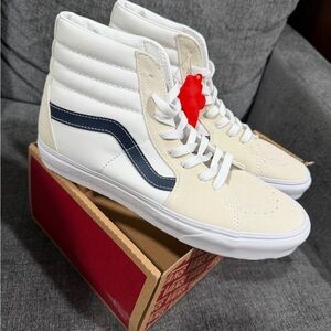 Vans Sk8-Hi Classic Sport Cream Dress Blue High Top Suede Men’s 9 Womens 10.5